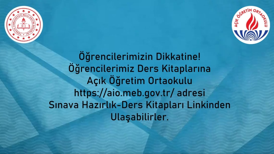 DERS KİTAPLARI İLE İLGİLİ DUYURU!..